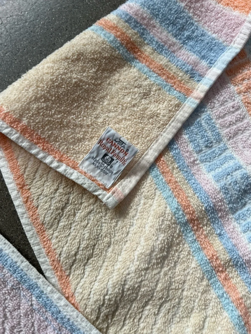Vintage Pastel Stripe Cotton Hand Towels - Set of 2 80s towel